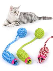 3pcs Multicolor Toy For Cats With Rope, Mouse, Bell, Suitable For Pet Entertainment - Multicolor - View 7