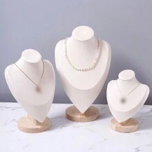 1 件木製項鍊展示架珠寶展示半身像、頸部模型適用於精品貿易展展覽櫥窗店 - 米色 - 查看 2