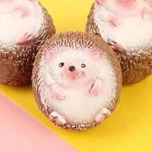 1pc Hedgehog Squeeze Stress Relief Ball, Slow Rising Squishy Toy, Random Design Paper Box Packaging, Cute Animal Gift - Coffee Brown - View 6
