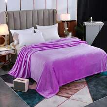 Purple Flannel Fleece Blanket Throw - Purple - View 1
