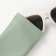 LEHUO Travel 1個眼鏡和太陽鏡收納袋,配有清潔布化妝包,化妝品收納組織袋pu皮革材質 - 綠色 - 查看 4