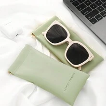 LEHUO Travel 1個眼鏡和太陽鏡收納袋,配有清潔布化妝包,化妝品收納組織袋pu皮革材質 - 綠色 - 查看 7