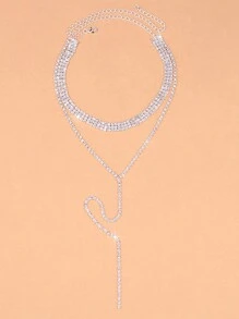 Collana Y con strass stratificato