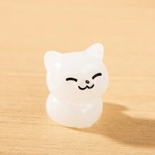 5入組/套隨機小型樹脂發光卡通貓動物雕塑裝飾,適用於房間、庭院、花園、小型景觀、夜燈 - 多色 - 查看 6