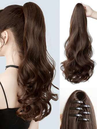 Clip-in High Ponytail Hair Extension For Women, Natural Short Pear Flower Curly Hair And Faux Hair Braid