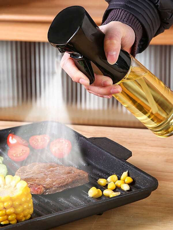 1pc 200/300/600ML Oil Sprayer, Modern Oil Spray Bottle For Kitchen,Oil Sprayer, Cooking Oil Mister, Kitchen Oil Dispenser, Glass Body, Spray Control, Leak-Proof, Reusable,Suitable For Home Cooks, Daily Kitchen Essential.