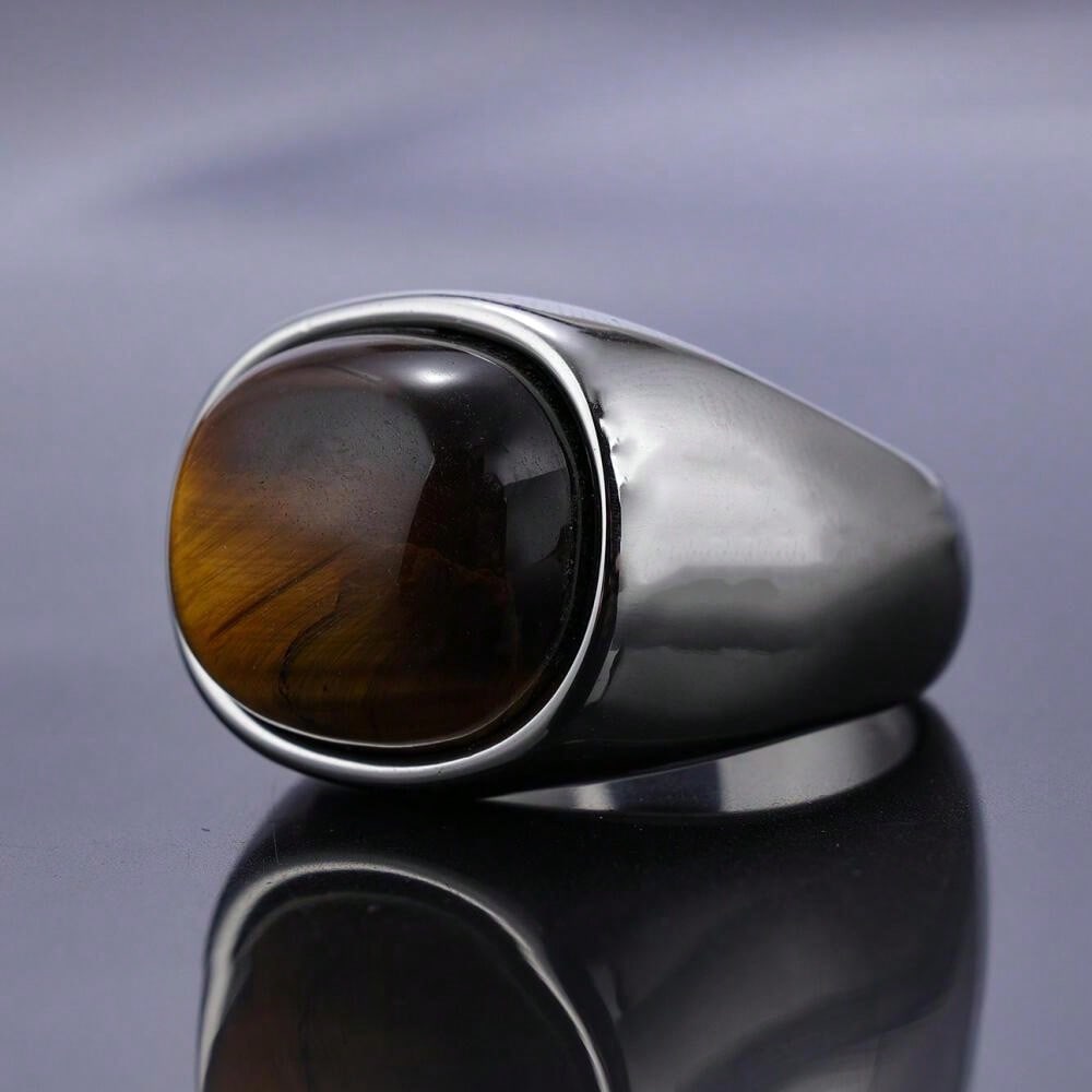 1Pcs Simple Personality Vintage Tiger Eye Men's Fashion Ring Finger