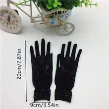 1只女士黑色高彈性網眼時尚派對手套