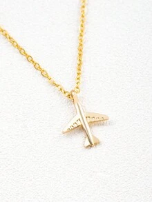 suteyi 1件卡通飛機模型掛墜項鍊,適用於小朋友作為送給朋友和小朋友的禮物 - 金黃色 - 查看 3