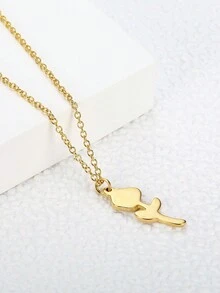 MONALLY 1 件 18K 镀金不锈钢 0.035μm 女士身体链项链，不褪色，防过敏，生日礼物，约会 - 金黃色 - 查看 3