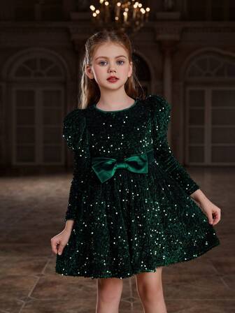 Tween kepsärm för tjejer med pilbåge och paljetter, midi längd