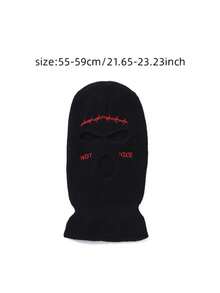 1 Miếng Không giới tính Balaclava Mũ Với Thêu Chữ Đồ trang trí , Mùa Đông Nhiệt Giường đôi Khẩu trang , Thích hợp Đối với Du lịch ngoài trời , Đạp xe , Trượt tuyết , Leo núi In Mùa Thu Và Mùa Đông - màu đen - Xem 6