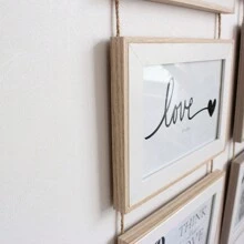 1set Triple  Hanging  Photo Frame  Landscape Multiple Photos Picture Frames For Wall 4x6 /5x7  Room Home Office Decor - Wood Color - View 7