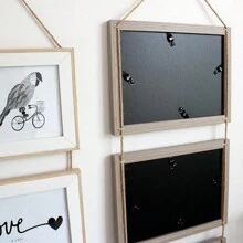 1set Triple  Hanging  Photo Frame  Landscape Multiple Photos Picture Frames For Wall 4x6 /5x7  Room Home Office Decor - Wood Color - View 8
