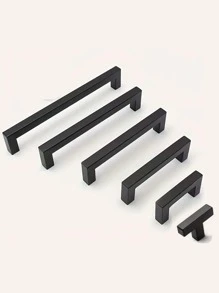 1pc/4pcs Black Cabinet Handle, Square Furniture Hardware Stainless Steel Kitchen Handle, Door Knob Cabinet Wardrobe Drawer Pull