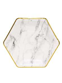 Hexagonal marble bronzing-edged tableware, 7inch Paper Plates, 9inch Paper Plates , Cups and Napkins, Party Decoration Supplies, Home Decor, Room Decor, Scene Decor, Birthday Decor - Multicolor - View 5