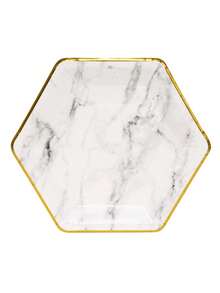 Hexagonal marble bronzing-edged tableware, 7inch Paper Plates, 9inch Paper Plates , Cups and Napkins, Party Decoration Supplies, Home Decor, Room Decor, Scene Decor, Birthday Decor - Multicolor - View 4