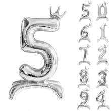 1入組32英寸數字銀色氣球生日派對裝飾用品,鋁膜大立式氣球,婚禮紀念日裝飾用品,可愛物品