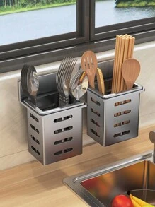 1 Miếng Phòng tắm Hộp đựng Cái giá Với Trong suốt Thiết kế Đối với Bàn chải đánh răng , Kem đánh răng , Lược , Trắng Màu sắc , Đen Lắp đặt Dấu ngoặc , Khoan Cần thiết - màu đen - Xem 8
