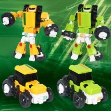 1 pieza Juguete robot transformable para niños, robot de coche transformable manual de ABS en forma de robot de dibujos animados, juguete educativo para niños, regalo de cumpleaños para niños - Azul Cadete - Ver 5