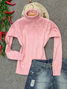 Women Knit Tops - Pink - View 1