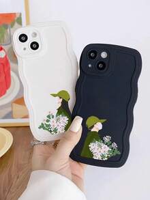 2 cái/bộ Vỏ điện thoại di động Tpu có họa tiết sóng, lỗ khoét camera và lỗ chính xác, bao phủ đầy đủ, tương thích với các mẫu iPhone của Apple - Nhiều màu - Xem 2
