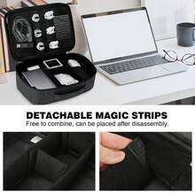 Cable Organizer Bag Multifunctional Waterproof Gadget Double Layer Electronic Accessories Travel Storage Bag For Cables USB Drive Charger Power Bank IPad - 黑色 - 查看 6
