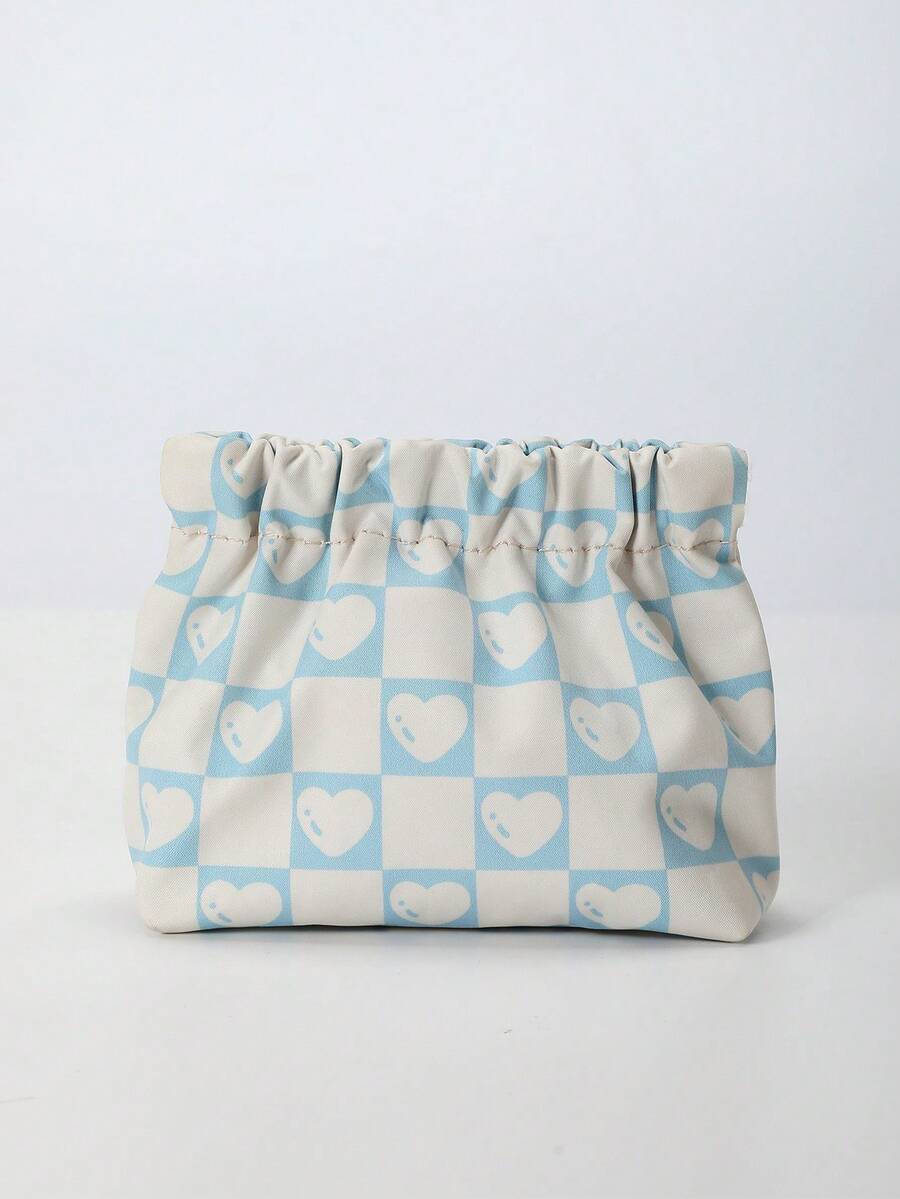 LEHUO Travel 1pc Women's Handheld Printed Storage Bag For Coins, Keys, Cards, And Small Items Makeup Bag Make Up Organizer Makeup Storage - Blue - View 1