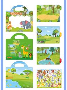 1 件蒙特梭利拼圖貼紙書,適合幼兒和學齡前兒童,手持式 - 綠色 - 查看 1