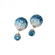 Shamballa Soft Ceramic & Rhinestone Decor Star Shaped Stud Earrings - Multicolor - View 4
