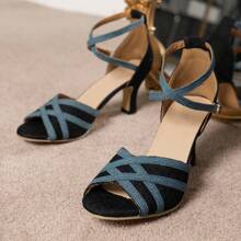 女性粗跟露趾涼鞋,時尚拉鍊高跟鞋,百搭禮服泵