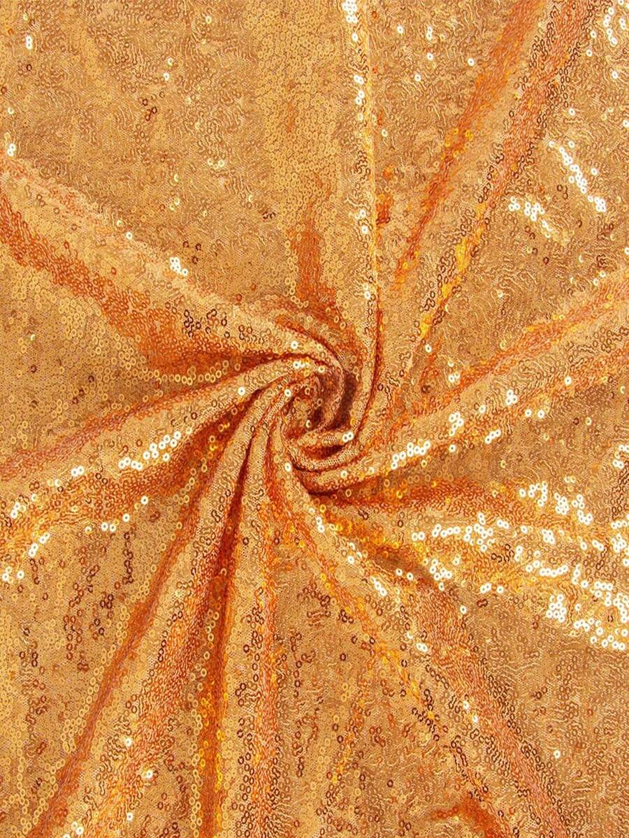 1片金色閃閃發亮網狀閃粉布料,適用於製作正式連衣裙和婚禮/派對桌布及裝飾 - 金色 - 查看 1