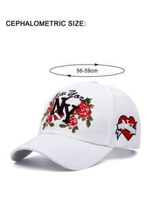 1 chiếc mũ bóng chày thêu hoa chữ NY thời trang cá nhân hóa dành cho nữ - trắng - Xem 3