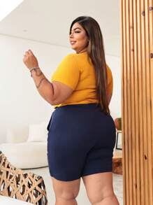 Plus Size Shorts - Apricot - View 3