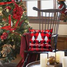 4pcs/set Christmas Decorative Pillow Covers Made Of Holland Velvet For Living Room, Festive Plaid Square Cushion Covers For Sofa - Christmas 04 - View 6