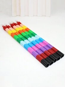 5入組12種顏色的蠟筆油畫棒,彩虹積木拼接彩色筆堆疊蠟筆,適用於兒童寫字,繪畫,著色,diy手工藝品,辦公室學校用品 - 彩色 - 查看 6