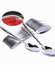 5pcs Stainless Steel Miniature Rose Flower Dessert Spoons, Watermelon & Fruit Scoop, Takeaway Gift, Household & Outdoor Use