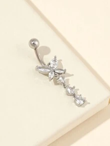 1個女性的蝴蝶形銅製豪華肚臍環,性感身體穿刺珠寶