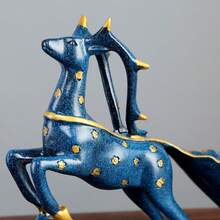 European Style Creative & Noble & Fashionable Blue Deer-shaped Modern Wine Cabinet Decoration Craft Wine Rack Suitable For Home Use - Blue - View 1