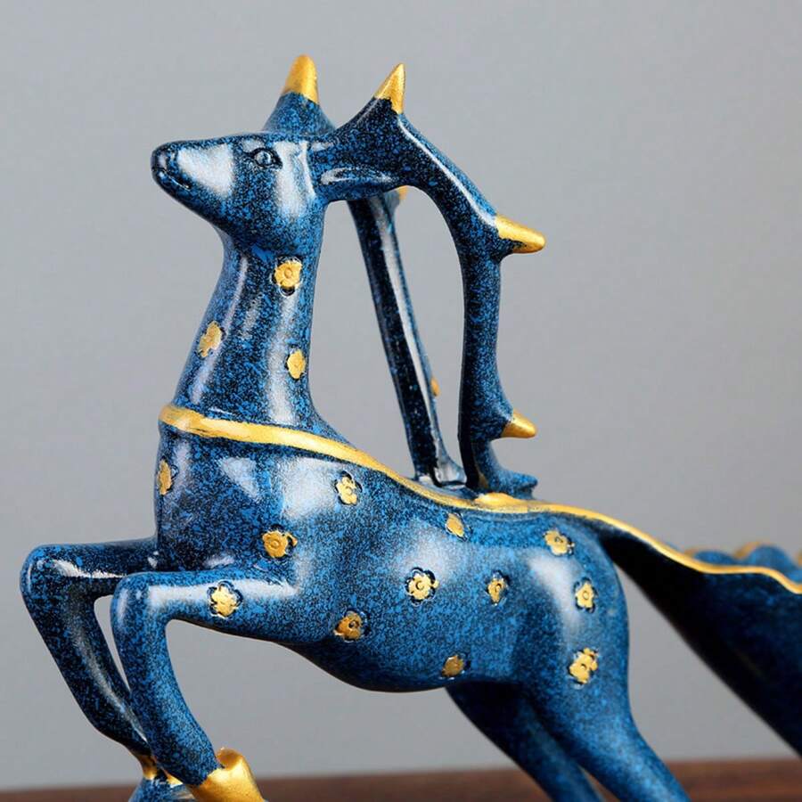 European Style Creative & Noble & Fashionable Blue Deer-shaped Modern Wine Cabinet Decoration Craft Wine Rack Suitable For Home Use - Blue - View 1