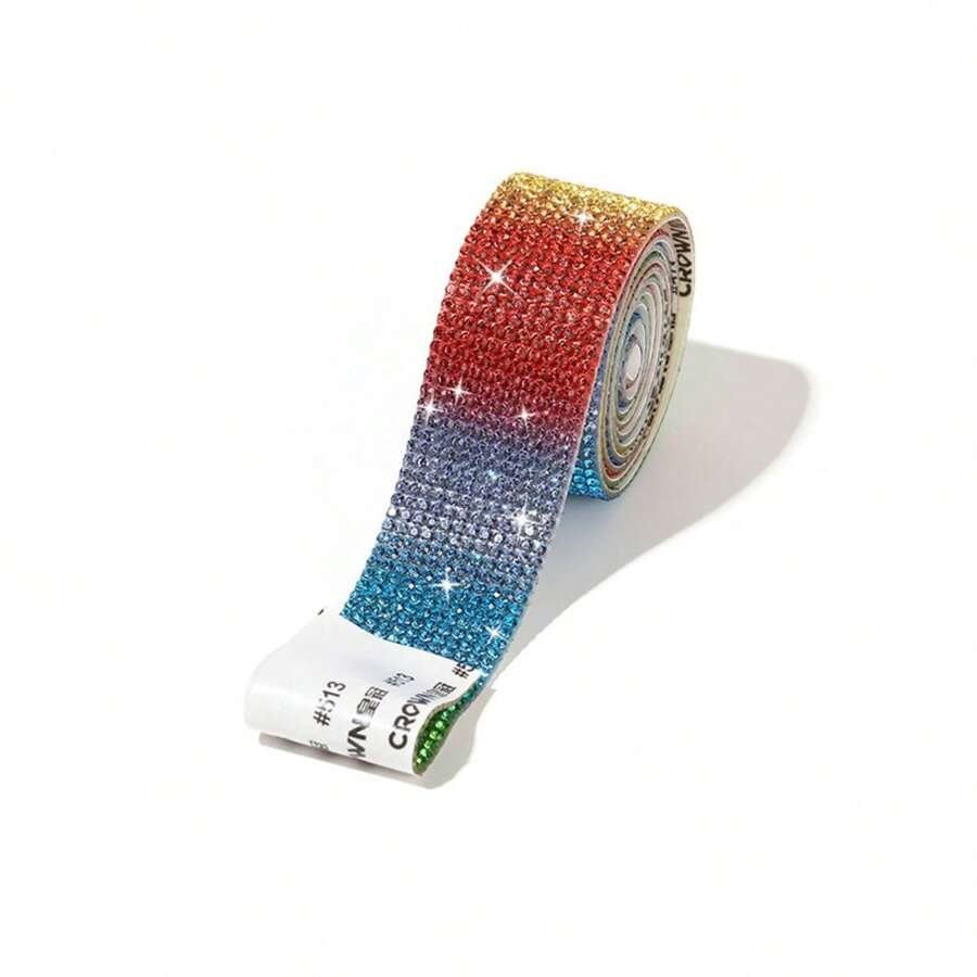 1卷自粘鑲嵌帶,diy裝飾鑽石貼紙,用於服裝鞋子熱固性水晶條的玻璃鑽