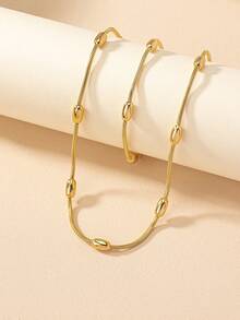 1pc Simple And Stylish Personalized Necklace And 1pc Exaggerated Bracelet Set - Yellow Gold - View 2