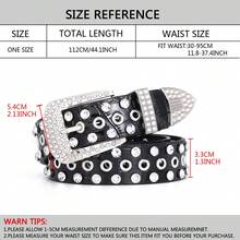 1pc Rhinestone Inlaid Crocodile Pattern Wide Belt With All Hole Eyelets - Black - View 4