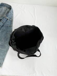 2 件/套手提包，尼龙防水袋，带多个口袋，实用单肩包，女士手提包，带零钱包，书包，大容量，便携，适合少女、女大学生、白领人士，非常适合工作、返校、中学、高中、大学、度假，时尚女士带袋书包 - 黑色 - 查看 6