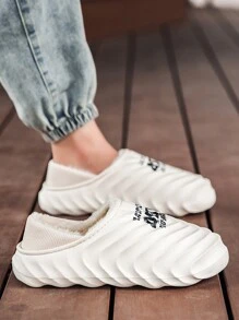 男女通用家居鞋,厚底,防滑,防水,高跟包裹,保暖室內情侶拖鞋,加大尺碼,冬季戶外穿著 - 白色 - 查看 4