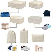 7pcs Ultimate Travel Organizer Set - Pack Smarter With Folding Wash Bag, Clothes Storage Bag, And Luggage Organizer - Khaki - View 5