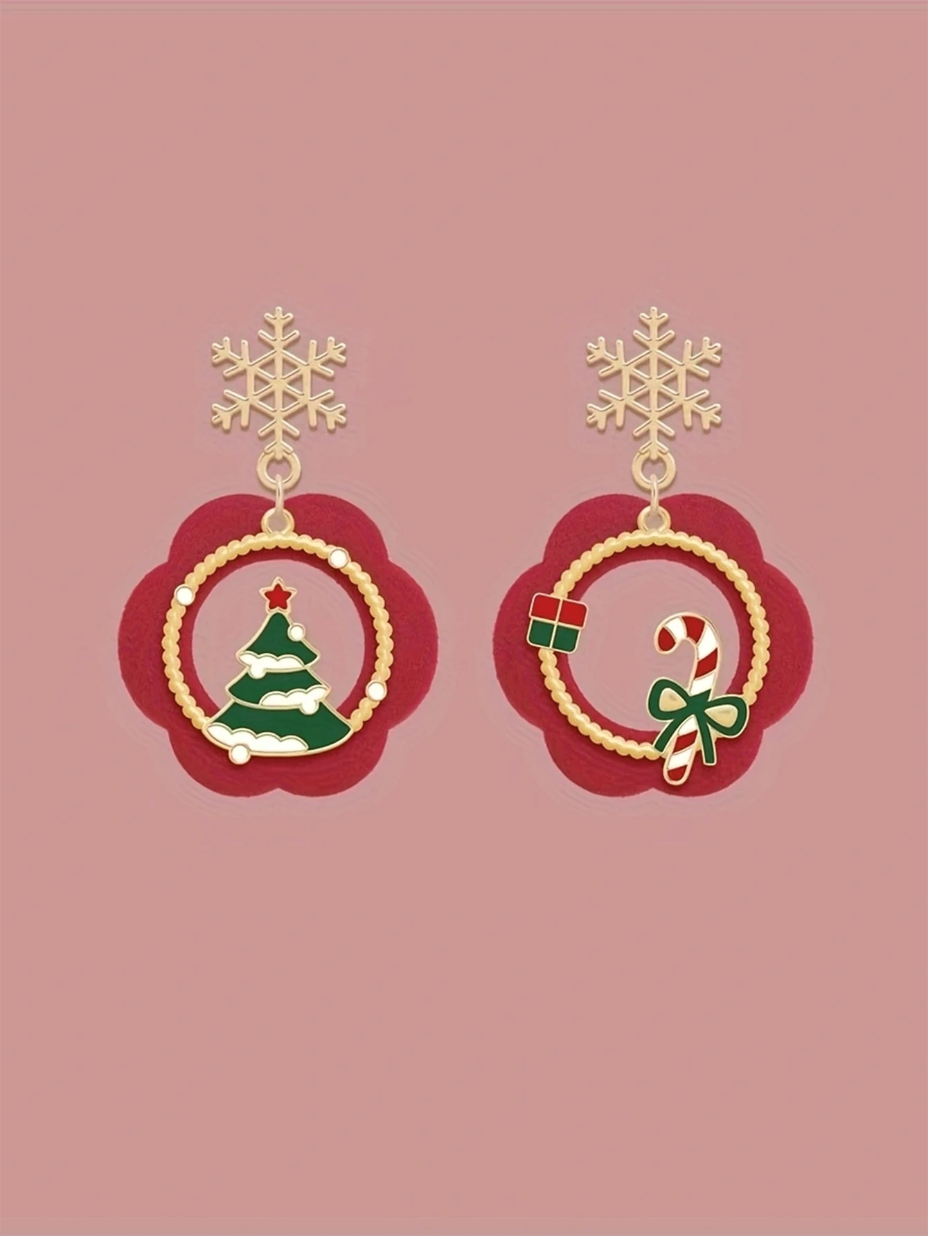 1 đôi Hàn Quốc Phong cách Đơn giản Và Đúng mốt Chủ đề giáng sinh Hoa Vòng hoa , Cây thông noel , Và Cây mía Dangle Hoa tai Như Mới lạ Tai Đồ trang sức - người mẫu giáng sinh - Xem 1