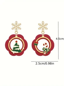 1 đôi Hàn Quốc Phong cách Đơn giản Và Đúng mốt Chủ đề giáng sinh Hoa Vòng hoa , Cây thông noel , Và Cây mía Dangle Hoa tai Như Mới lạ Tai Đồ trang sức - người mẫu giáng sinh - Xem 3