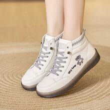 Mới Mùa Xuân Mùa thu Thời trang giản dị Bằng phẳng Giày ống Ankle Đối với phụ nữ , Giày lười Cao-top Đàn hồi Ban nhạc Chống trượt Bền chặt Thoải mái Giày dép - Màu be - Xem 3