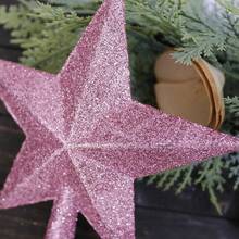 1pc Christmas Tree Topper Decoration (slightly Dusty), Pink Medium Size Five-pointed Star Shaped - Pink - View 10